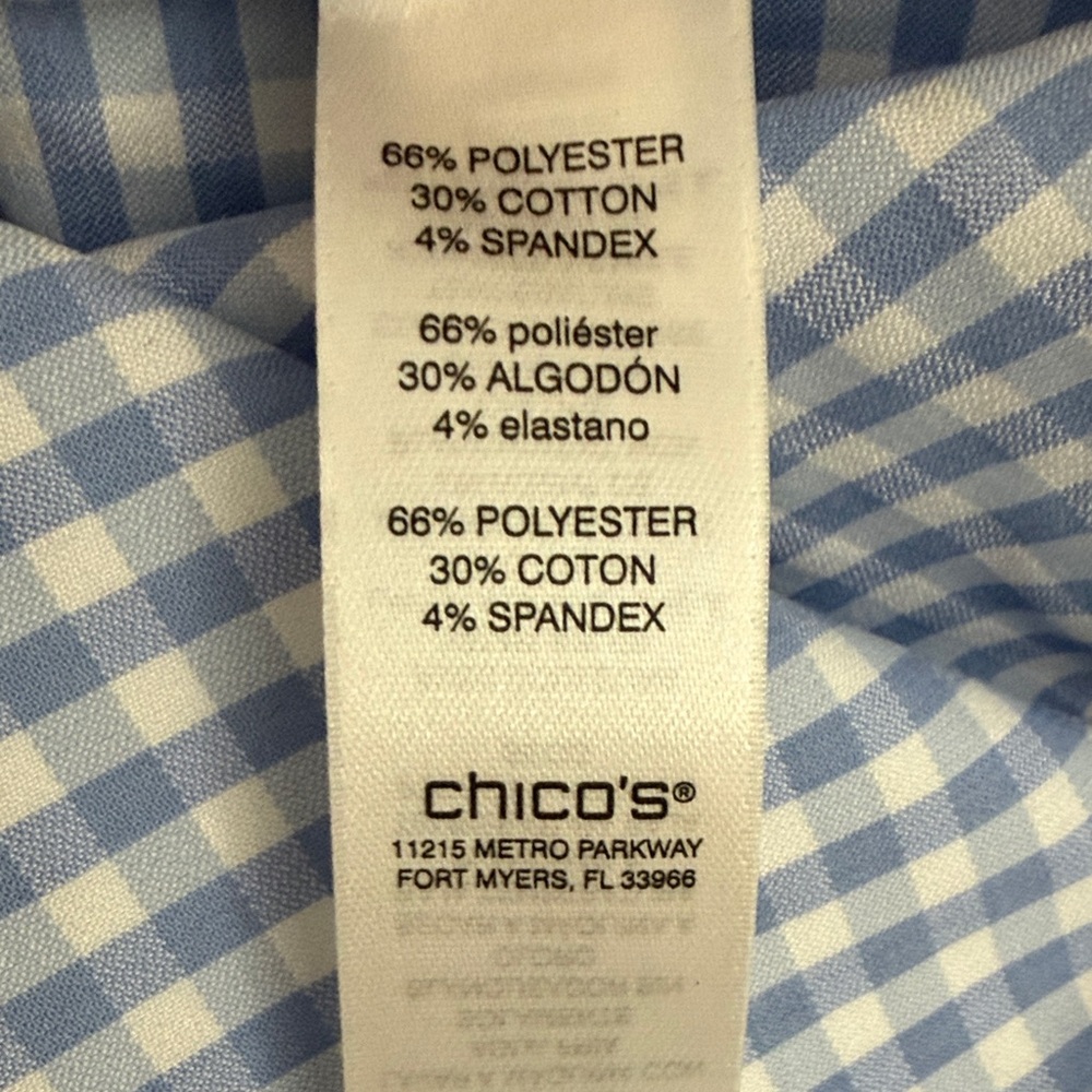 Chico's Light Blue Gingham Utility Jacket Size 2 - Picture 8 of 13
